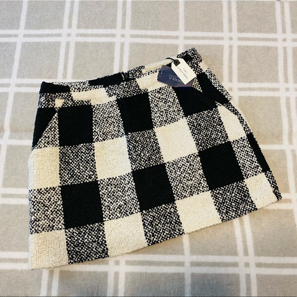 Forever 21 Buffalo Check Tweed Mini Skirt